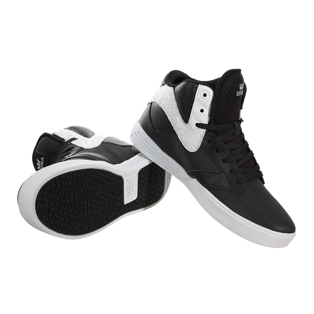 Chaussures de Skate Supra Khan Noir Blanche Black/White-White Homme | MYV-33542720